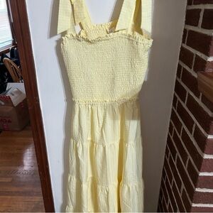 ODDY Size 2x Yellow Smocked Maxi Dress